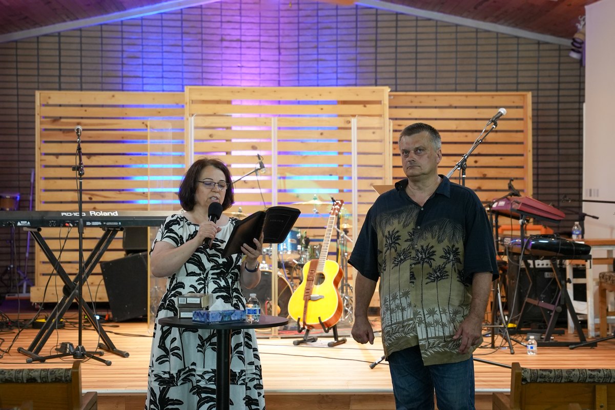 Leading worship on a Sunday at New Hope Slavic Church